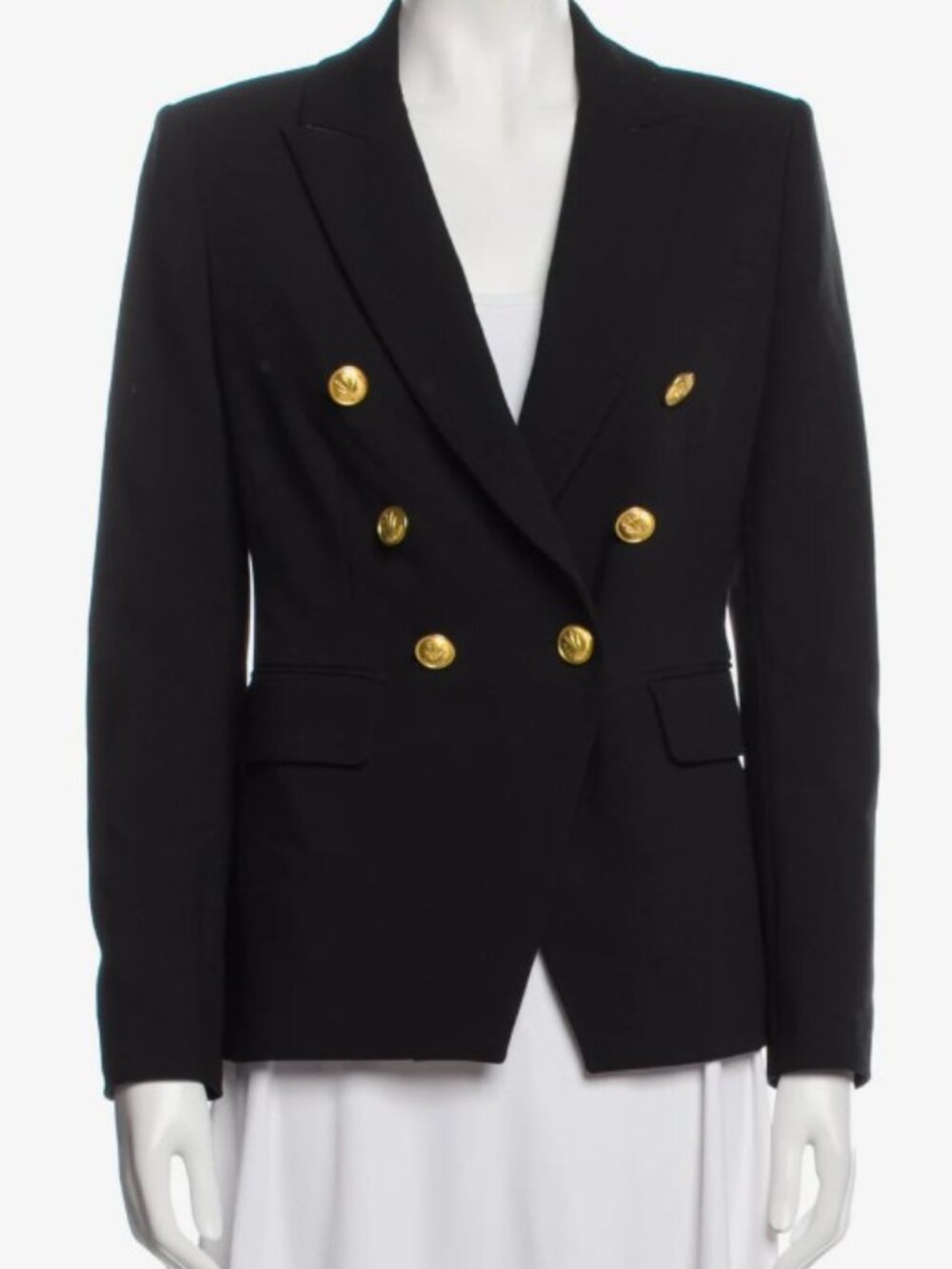 Rag & Bone EUC Black Double-Breasted Blazer Gold Buttons Size 2.